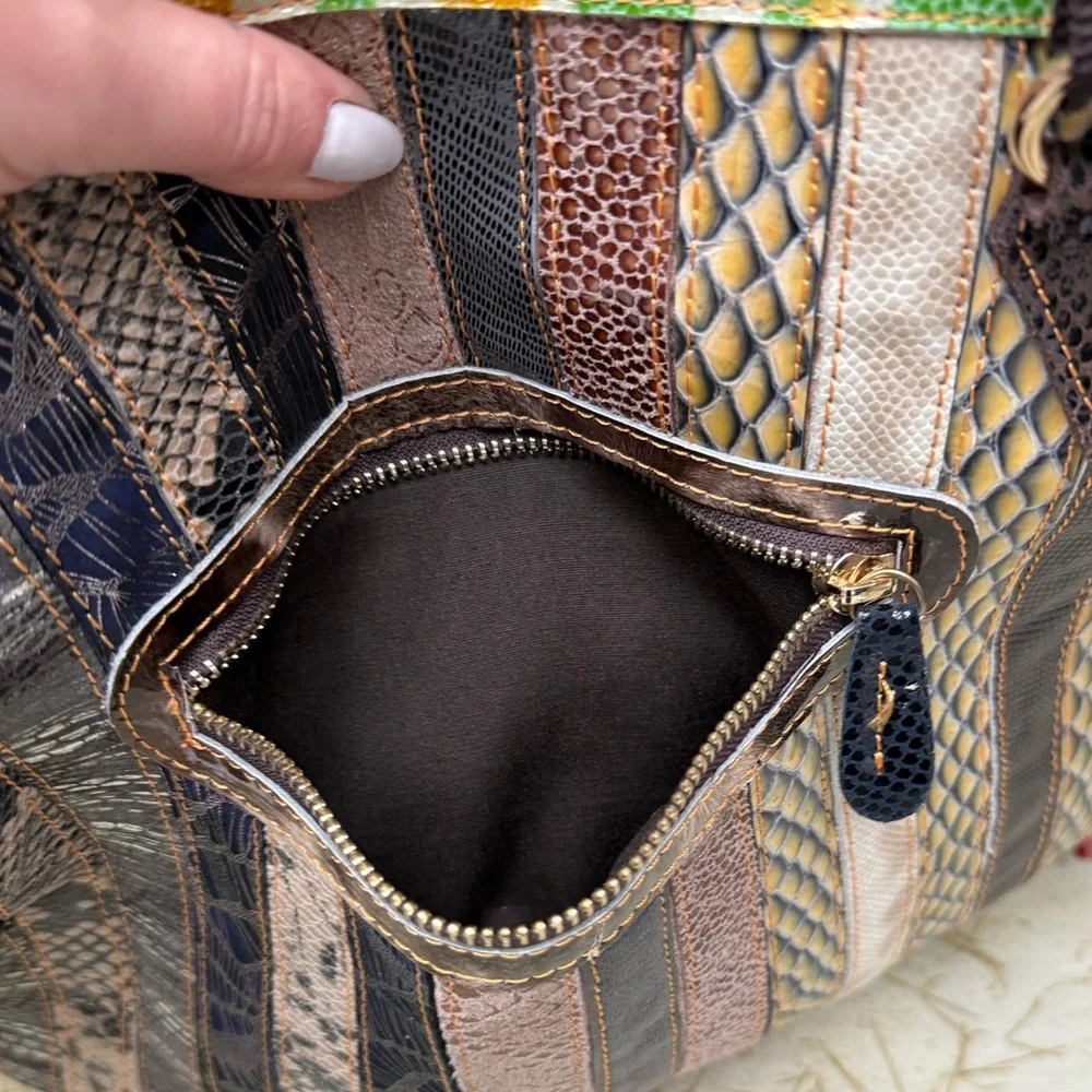 Fringed Multicolor Leather Tote Bag